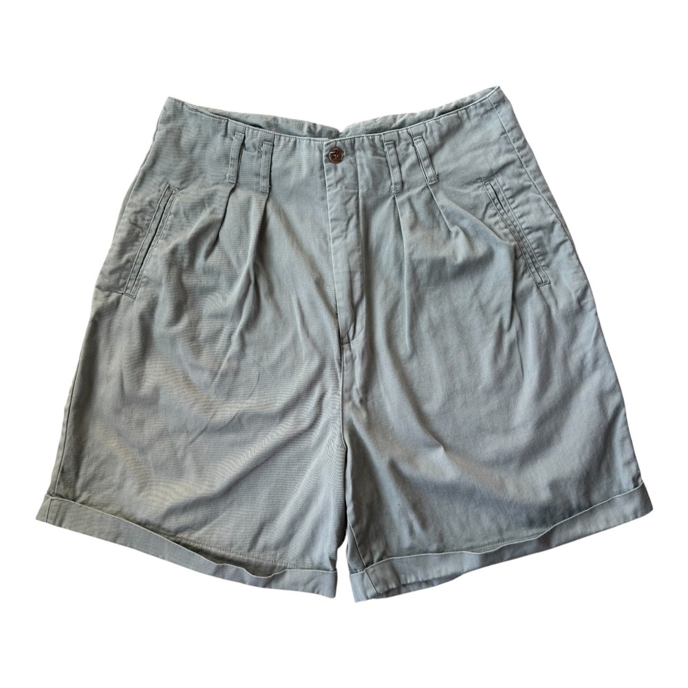 Vintage‎ Maggie Lawrence High Waisted Pleated Shorts Sage Green Size 14 Cotton